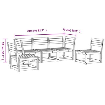 vidaXL 5-delige Loungeset massief grenenhout wit