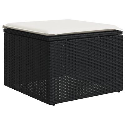 vidaXL 5-delige Loungeset met kussens poly rattan zwart