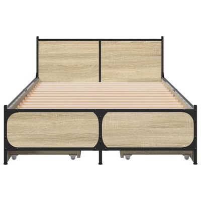 vidaXL Bedframe met lades bewerkt hout sonoma eikenkleurig 90x200 cm