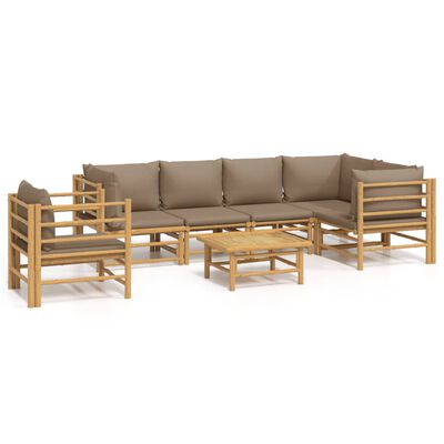 vidaXL 7-delige Loungeset met kussens bamboe taupe