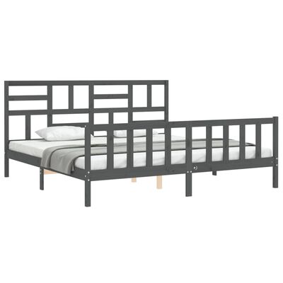 vidaXL Bedframe met hoofdbord massief hout grijs 200x200 cm