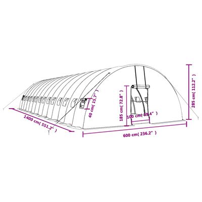 vidaXL Tuinkas met stalen frame 84 m² 14x6x2,85 m wit