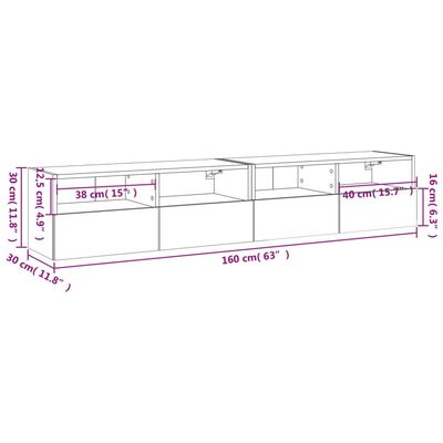 vidaXL Tv-wandmeubels 2 st 80x30x30 cm bewerkt hout bruin eikenkleur