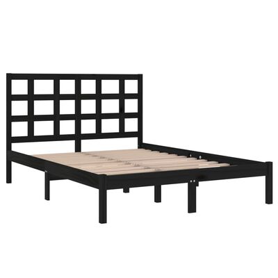 vidaXL Bedframe massief hout zwart 150x200 cm