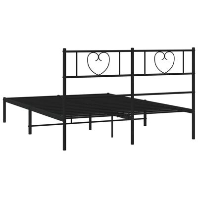 vidaXL Bedframe met hoofdbord metaal zwart 140x200 cm