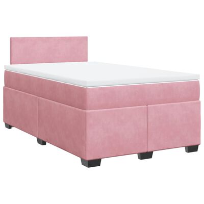 vidaXL Boxspring met matras fluweel roze 120x200 cm