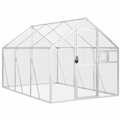 vidaXL Volière 1,79x3x1,85 m aluminium zilverkleurig