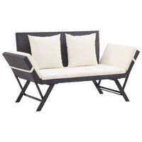 vidaXL Tuinbankje met kussens 176 cm poly rattan zwart