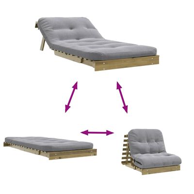 vidaXL Futon slaapbank met matras 80x206x11 cm geïmpregneerd hout