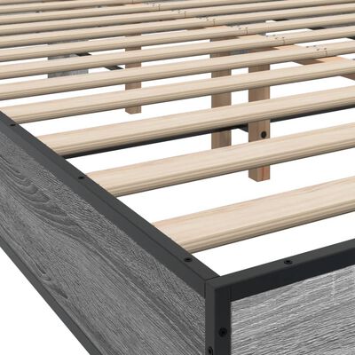 vidaXL Bedframe bewerkt hout metaal grijs sonoma eiken 140x190 cm