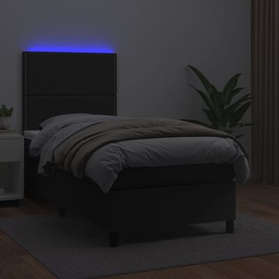 vidaXL Boxspring met matras en LED kunstleer zwart 100x200 cm