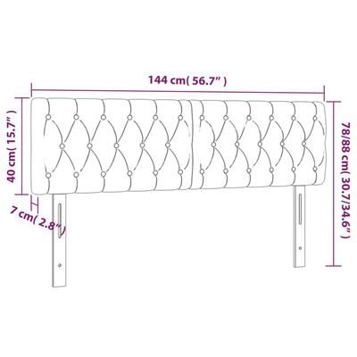 vidaXL Hoofdborden 2 st 72x7x78/88 cm stof lichtgrijs