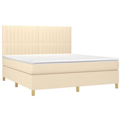 vidaXL Boxspring met matras stof crèmekleurig 160x200 cm