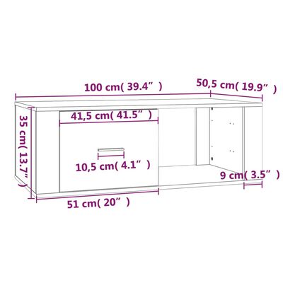 vidaXL Salontafel 100x50,5x35 cm bewerkt hout betongrijs