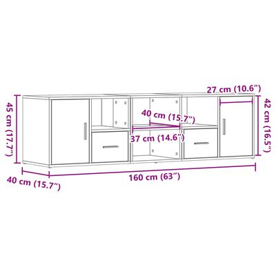 vidaXL Hoekkast 160x40x45 cm bewerkt hout gerookt eikenkleurig