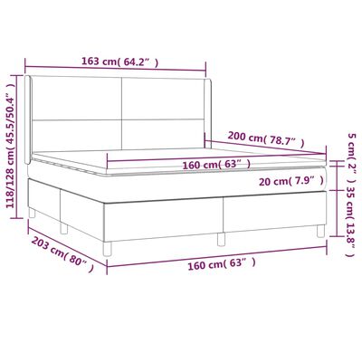 vidaXL Boxspring met matras fluweel donkerblauw 160x200 cm