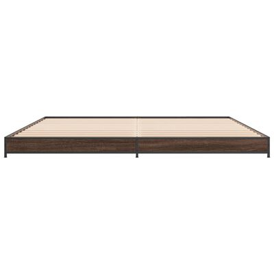 vidaXL Bedframe bewerkt hout metaal bruin eikenkleur 180x200 cm