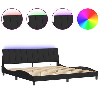 vidaXL Bedframe met LED-verlichting fluweel zwart 200x200 cm