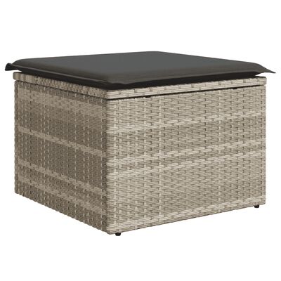 vidaXL 11-delige Loungeset met kussens poly rattan lichtgrijs