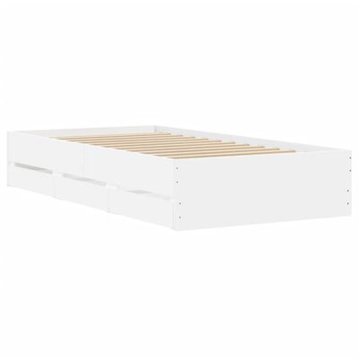 vidaXL Bedframe met lades bewerkt hout wit 75x190 cm