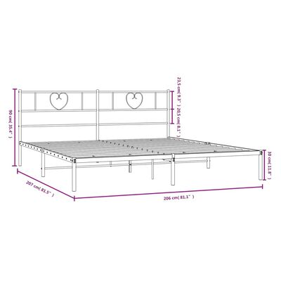 vidaXL Bedframe met hoofdbord metaal zwart 200x200 cm