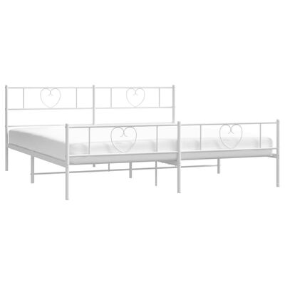 vidaXL Bedframe met hoofd- en voeteneinde metaal wit 200x200 cm