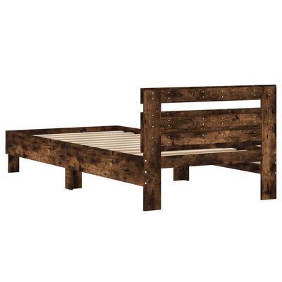 vidaXL Bedframe met hoofdeinde bewerkt hout gerookt eiken 100x200 cm