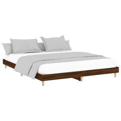 vidaXL Bedframe bewerkt hout bruin eikenkleur 200x200 cm