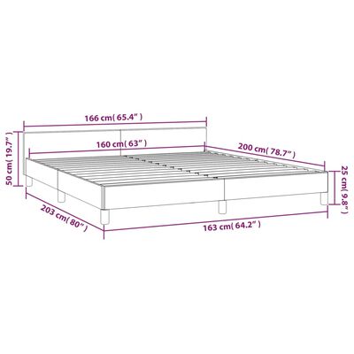 vidaXL Bedframe zonder matras stof donkerbruin 160x200 cm