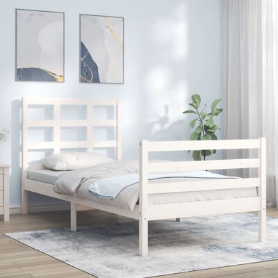 vidaXL Bedframe met hoofdbord massief hout wit