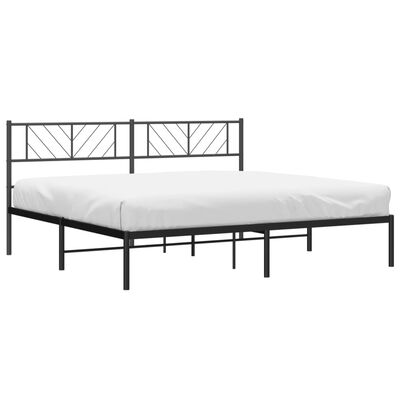 vidaXL Bedframe met hoofdbord metaal zwart 200x200 cm