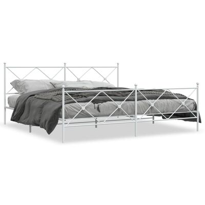 vidaXL Bedframe met hoofd- en voeteneinde metaal wit 200x200 cm