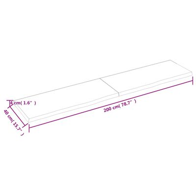 vidaXL Tafelblad 200x40x(2-4) cm onbehandeld massief eikenhout