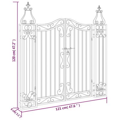 vidaXL Poort 121x8x120 cm smeedijzer zwart