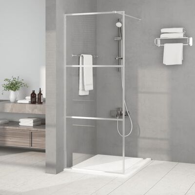 vidaXL Inloopdouchewand 80x195 cm transparant ESG-glas zilverkleurig