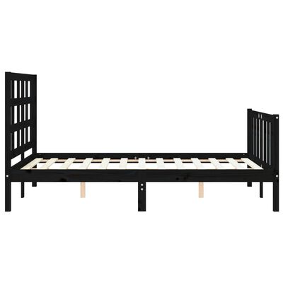 vidaXL Bedframe met hoofdbord massief hout zwart 120x200 cm