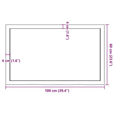 vidaXL Tafelblad 100x60x(2-6)cm behandeld eikenhout donkerbruin