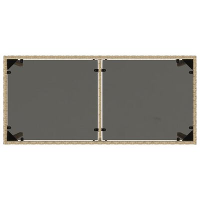 vidaXL Tuintafel met glazen blad 115x54x74 cm poly rattan beige