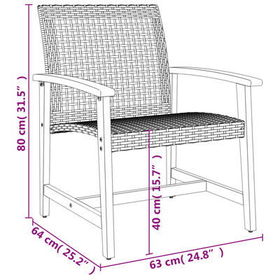 vidaXL Tuinstoelen 2 st poly rattan en acaciahout beige