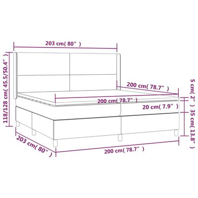 vidaXL Boxspring met matras stof lichtgrijs 200x200 cm