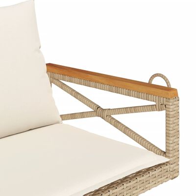 vidaXL Schommelbank met kussens 109x62x40 cm poly rattan beige