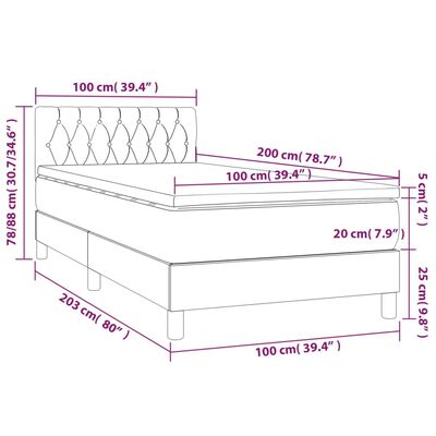 vidaXL Boxspring met matras en LED fluweel donkergroen 100x200 cm