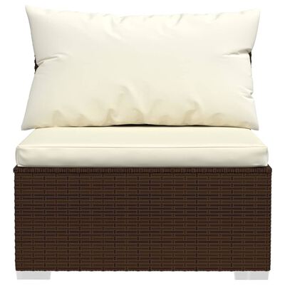 vidaXL 8-delige Loungeset met kussens poly rattan bruin