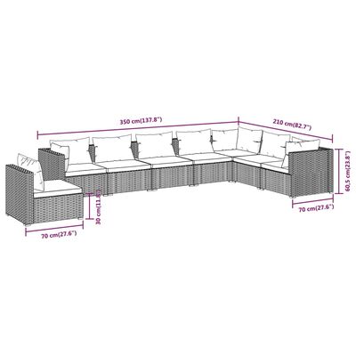 vidaXL 8-delige Loungeset met kussens poly rattan zwart