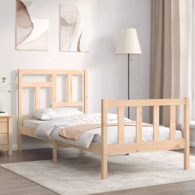 vidaXL Bedframe met hoofdbord massief hout 90x200 cm