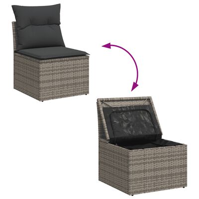 vidaXL 8-delige Loungeset met kussens poly rattan grijs