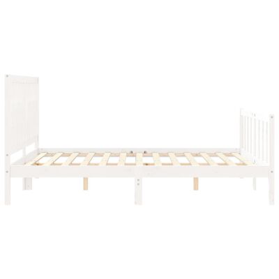 vidaXL Bedframe met hoofdbord massief hout wit