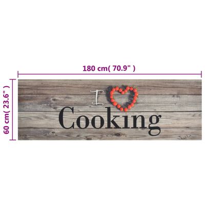 vidaXL Keukenmat wasbaar cooking-print 60x180 cm fluweel grijs