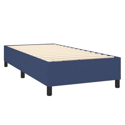 vidaXL Boxspring met matras en LED stof blauw 90x190 cm