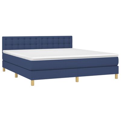 vidaXL Boxspring met matras en LED stof blauw 180x200 cm